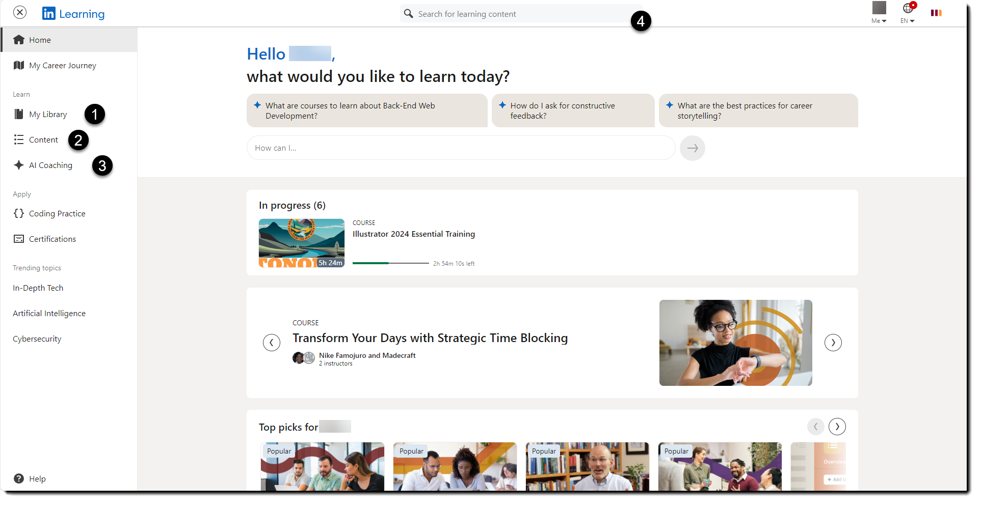 LinkedIn Learning Dashboard